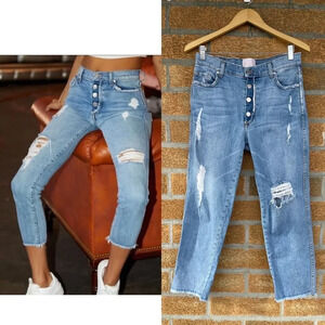 Revice Denim Exposed Button Fly Hi Waist Crop Jean 32